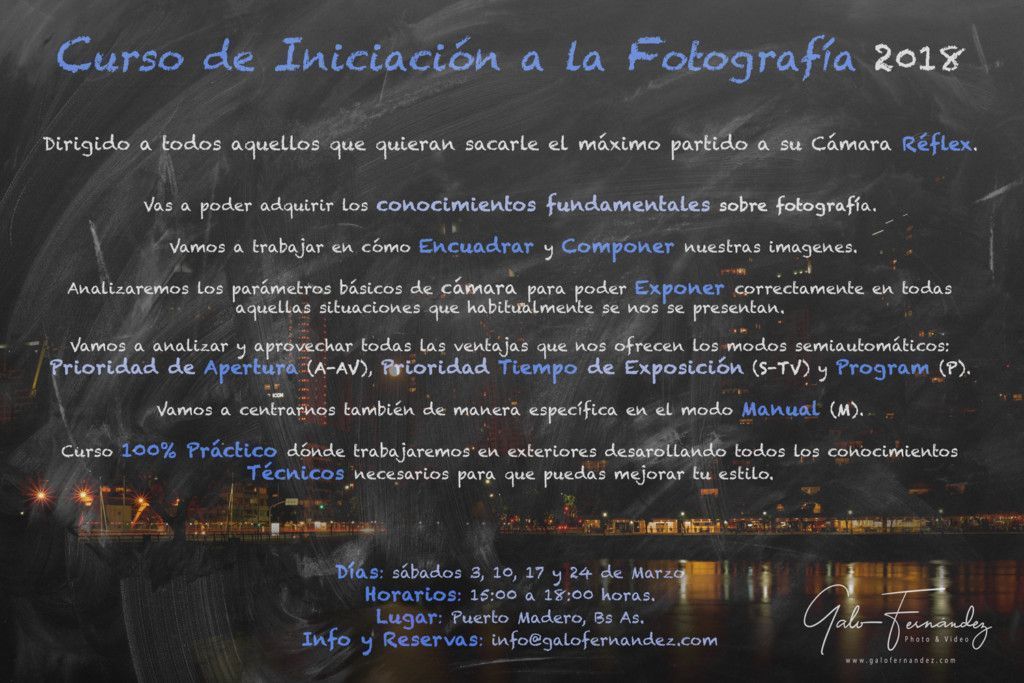 Cursos de Iniciación a la Fotografía - Marzo de 2018